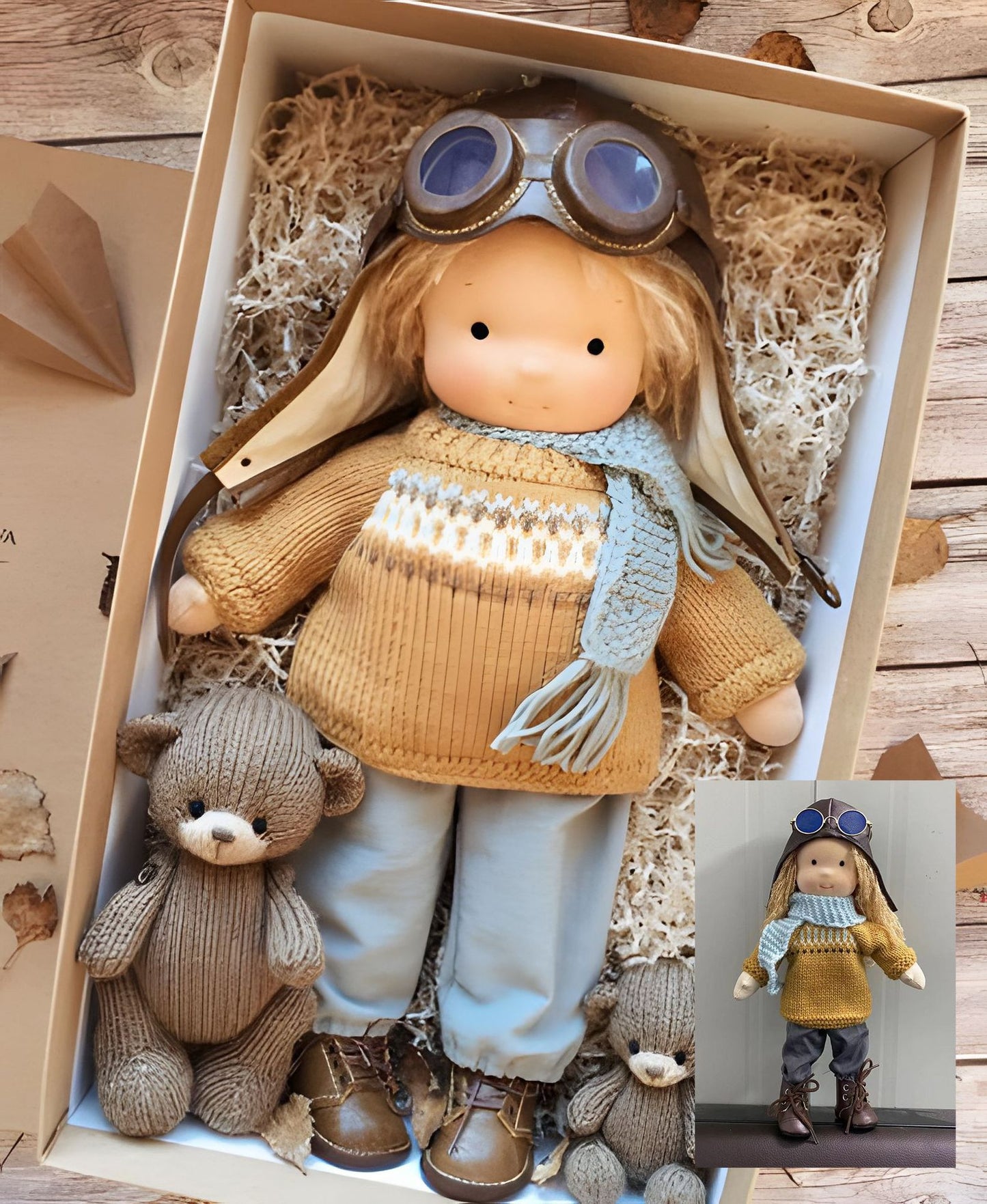 Brehn | Handgefertigte Waldorf-Puppe „Poppi“ | 35cm | Bio-Baumwolle & Hypoallergene Textilien | Pädagogisch wertvolles Spielzeug | Haptische Sensorikförderung