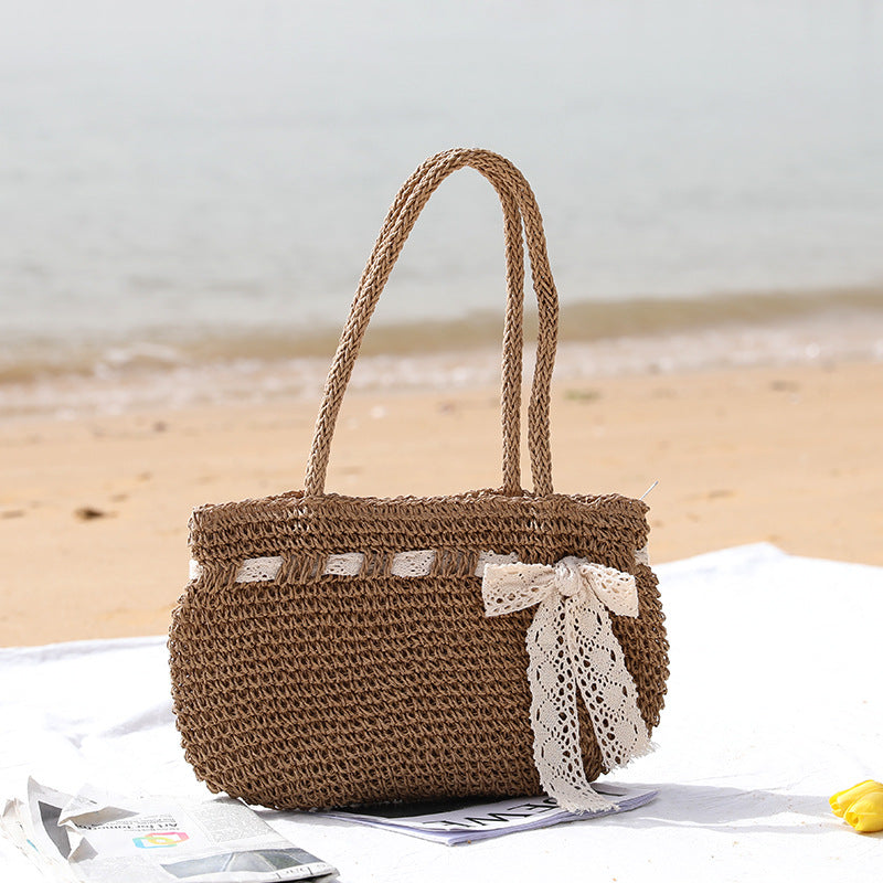 Damen Handgeknüpfte Strandtasche mit feinem Spitzenakzent Brehn