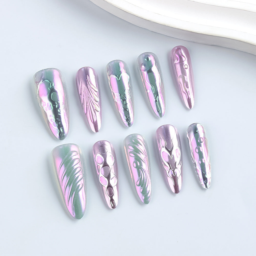Künstlerisches Metallic-Gel-Nagelkunst-Design Brehn