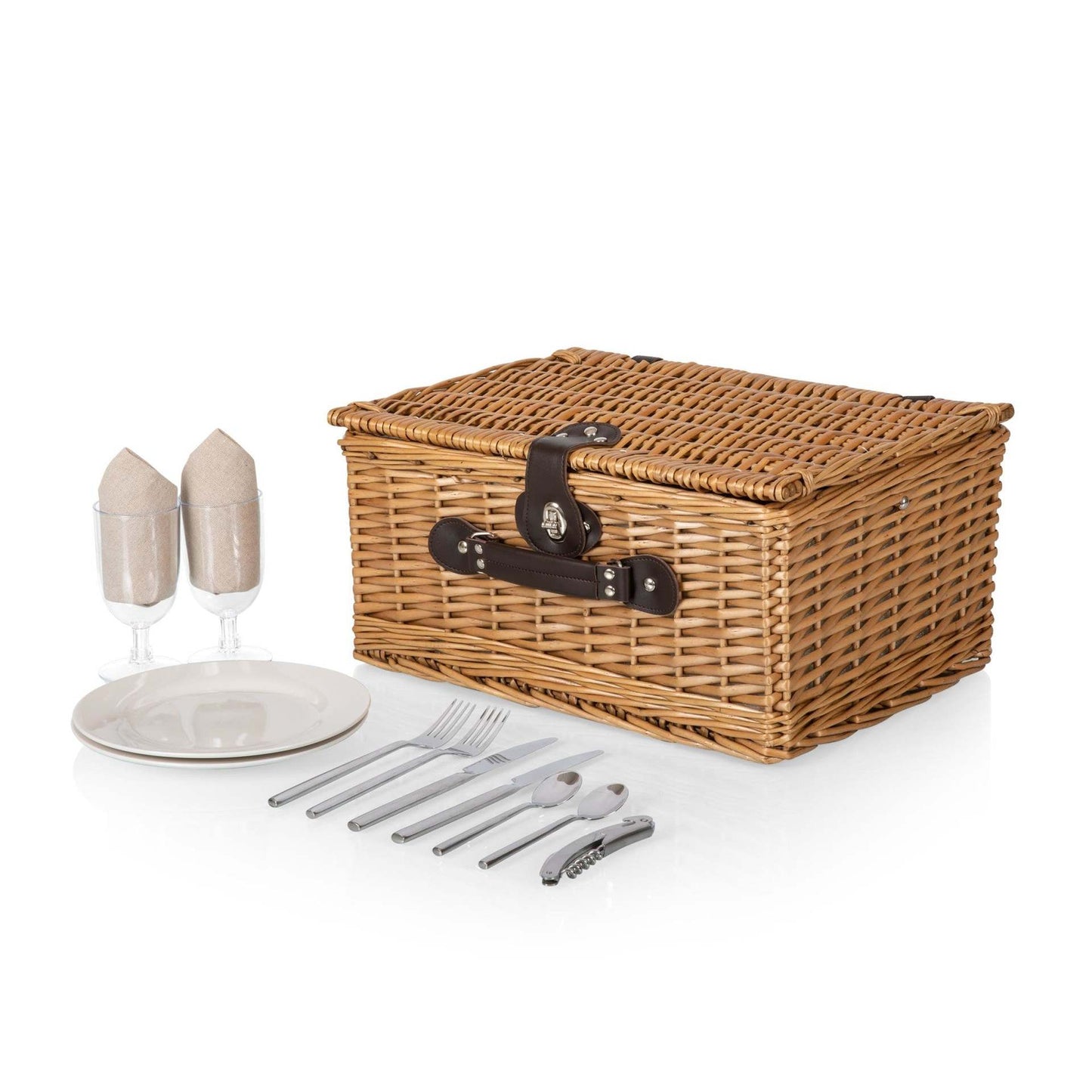 Damen Picknickkorb mit integriertem Geschirrset und stilvollen Details Brehn