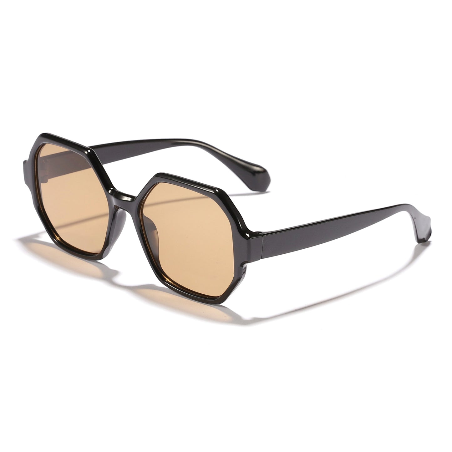 Damen modische Sonnenbrille mit hexagonalem Rahmen und UV-Schutz Brehn