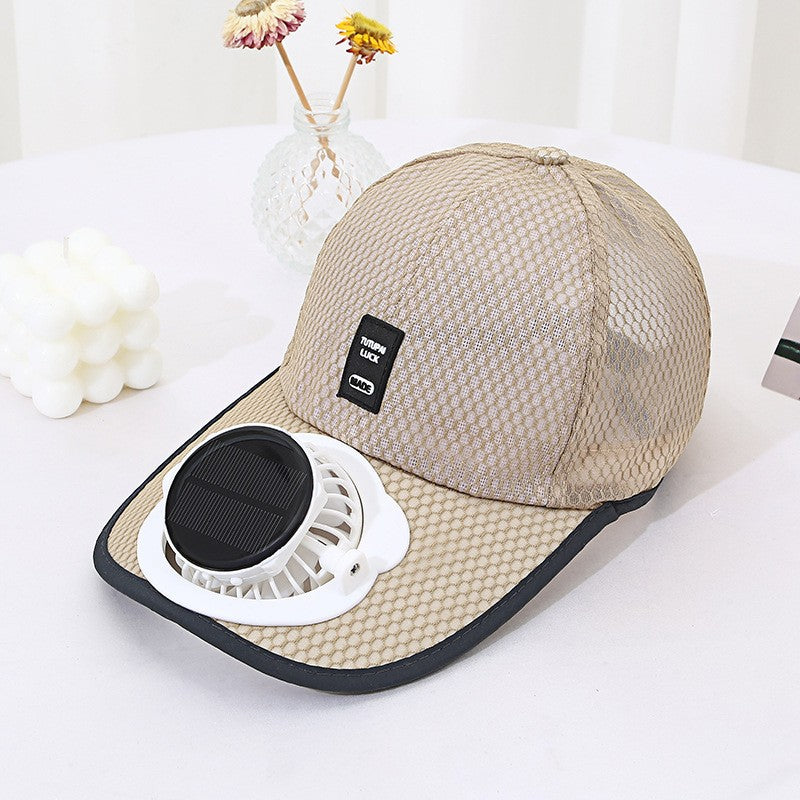 Solarbetriebenes Fan-Cap mit integriertem Ventilator und atmungsaktivem Mesh Brehn