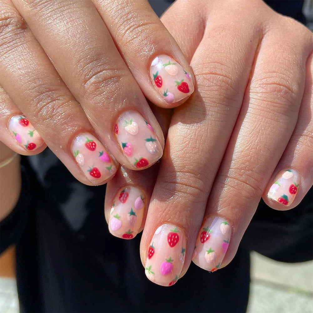 Erdbeer-Themen Press-On Nagelkunst Brehn