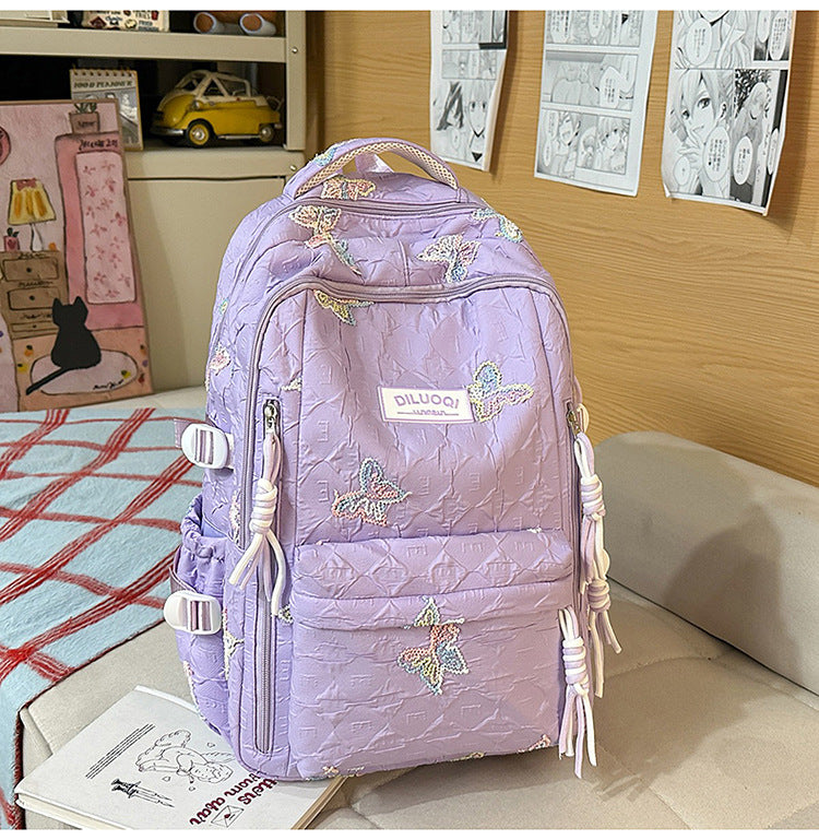 Blumen bestickter robuster Schulrucksack Brehn
