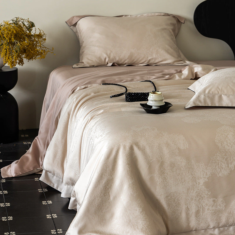 Fein-Jacquard Satin-Bettbezuggarnitur mit Ton-in-Ton-Muster und verdecktem Reißverschluss