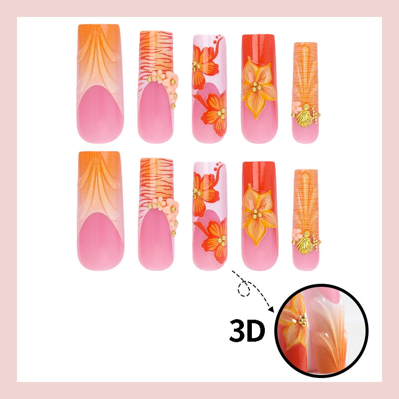 Kunstnagelset mit floralen und fruchtigen Dekoren Brehn