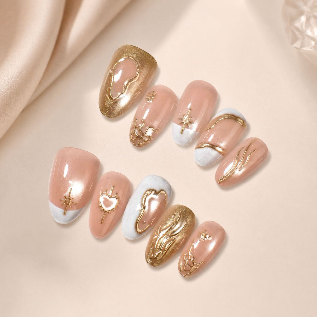 Künstlerisches Metallisches Press-On Nagelset