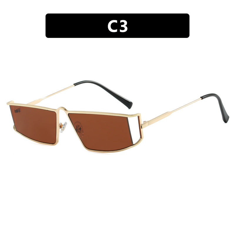 Damen trendige Sonnenbrille im futuristischen Design mit eckigen Gläsern Brehn