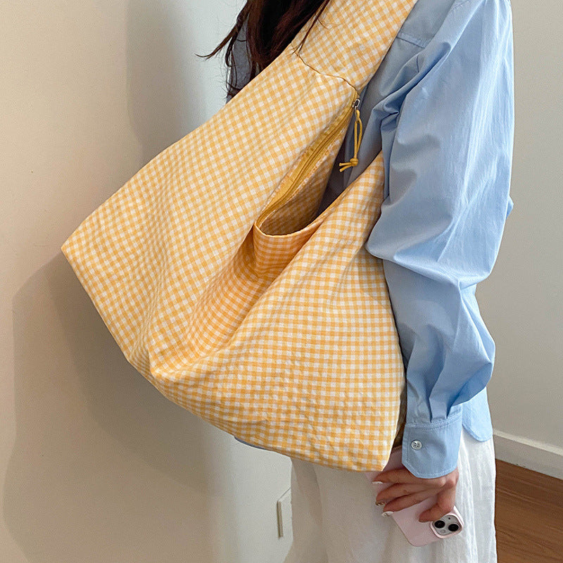 WoGingham Print Slouchy Schultertasche Brehn