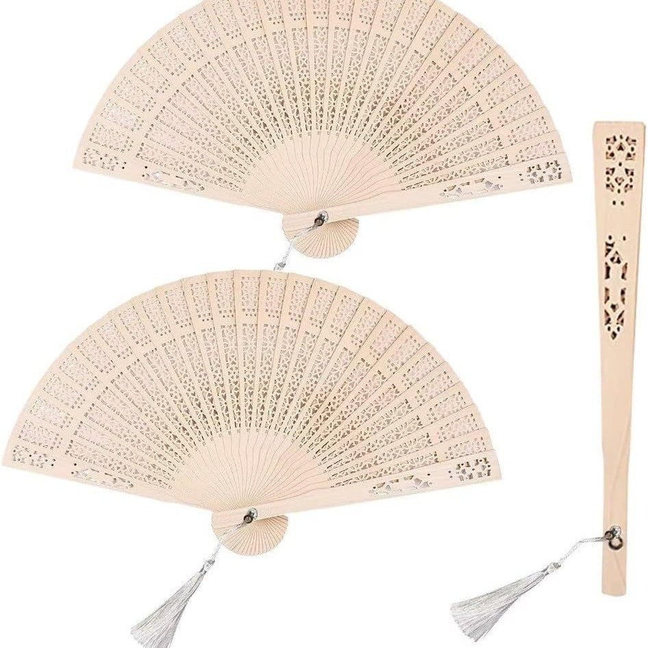 Damen dekorativer und hochwertiger Handfächer aus filigranem Holz Brehn