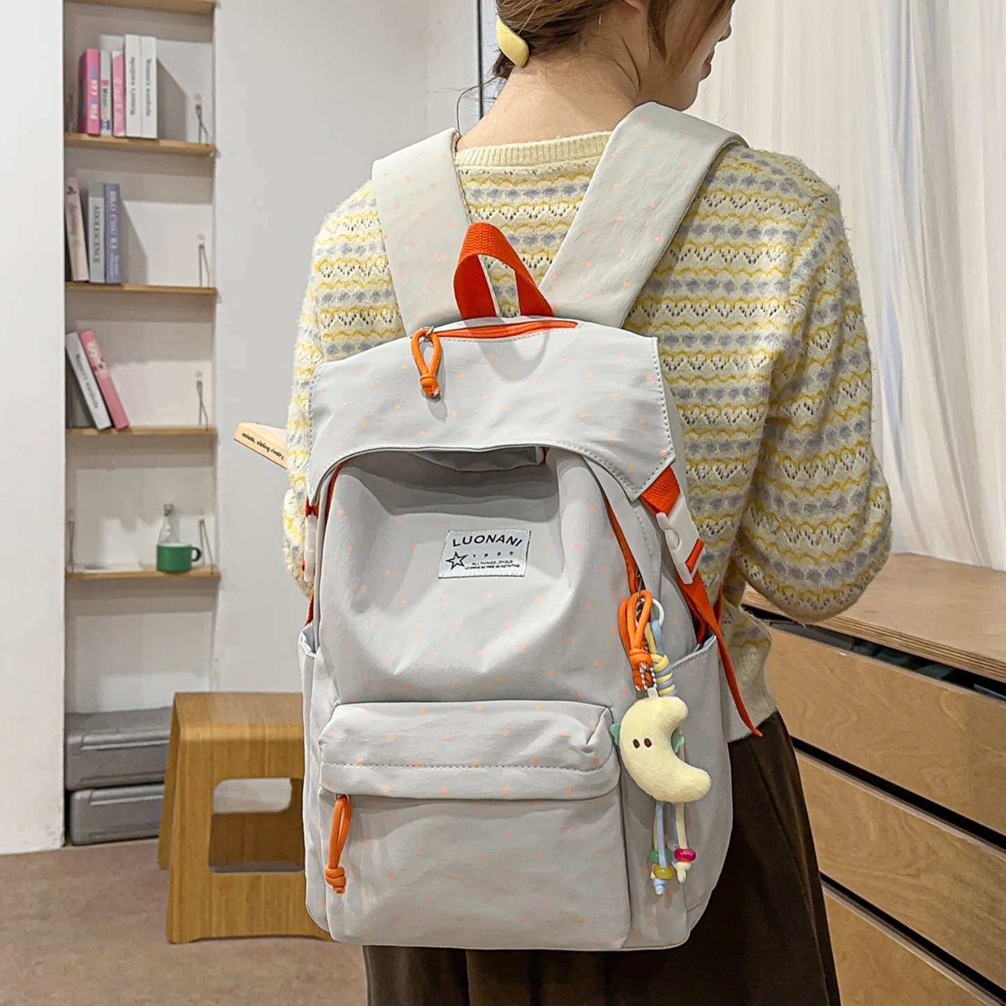 Punkte-Canvas-Rucksack Brehn