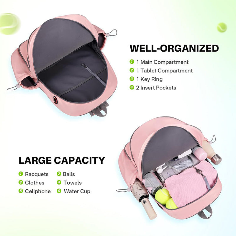 Sportlicher Tennis-Rucksack mit Speziellen Schläger- und Zubehörfächern Brehn