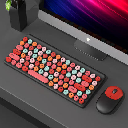 Retro Rundtasten Wireless Tastatur und Maus Set Brehn