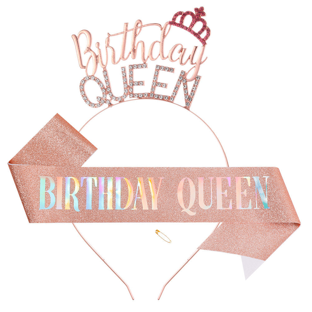 Damen Glitzernder Haarreif mit "Birthday Queen"-Schriftzug Brehn
