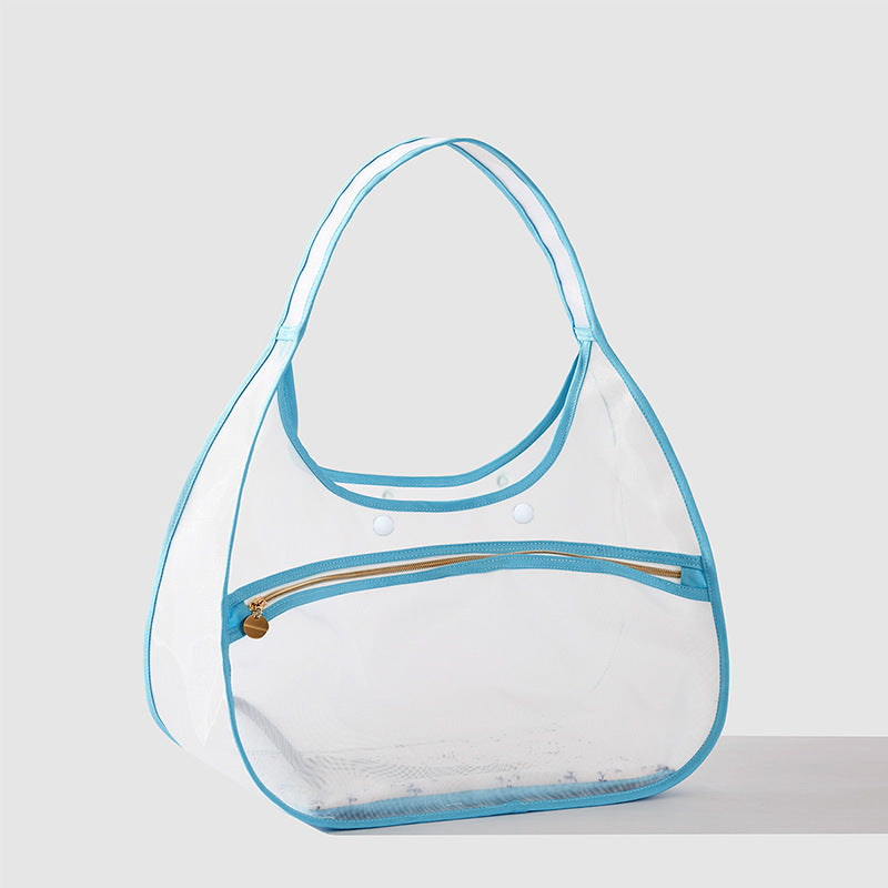Damen transparente Strandtasche mit robusten Henkel und praktischem Innenfach Brehn