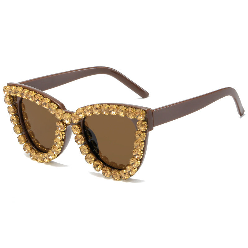 Damen extravagante Übergrößen-Sonnenbrille mit Kristallschmuck Brehn