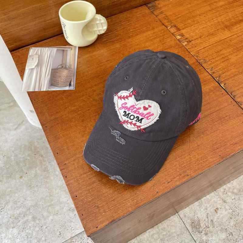Damen Bedruckte Baseballmütze mit Herz-Stickerei Brehn