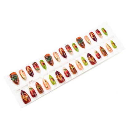 Herbst-inspiriertes Press-On Nagelkunst-Set Brehn