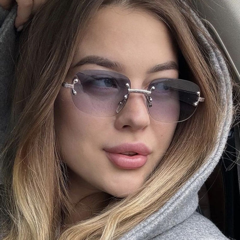 Damen elegante quadratische Sonnenbrille mit transparenten Gläsern und hochwertigem Metallrahmen Brehn
