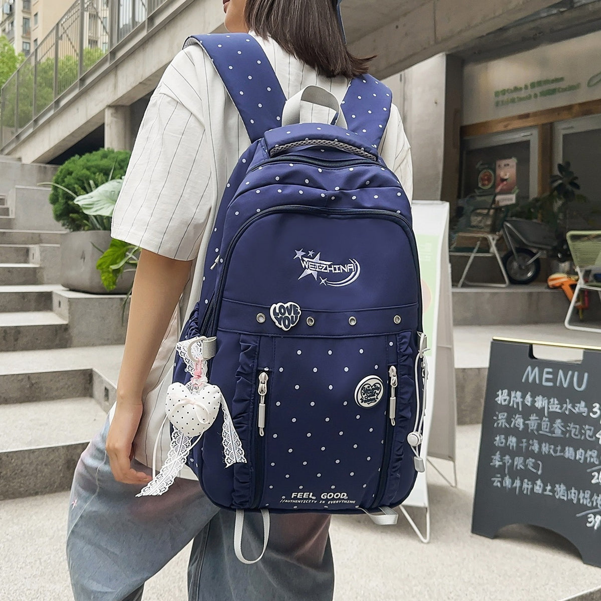 Stylische gepunktete Rucksack Brehn