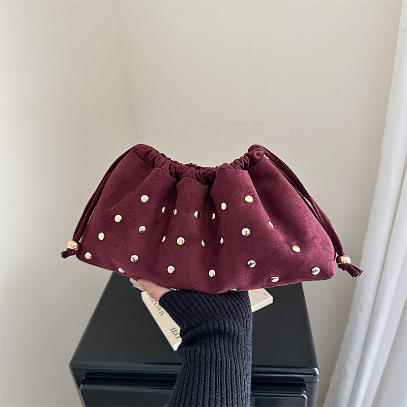 WoChic Nieten Drawstring Clutch Tasche Brehn