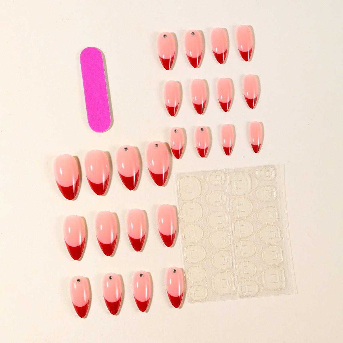 Elegante Rote Ombre Stiletto Nagelverlängerungen Brehn
