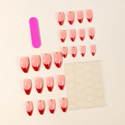 Elegante Rote Ombre Stiletto Nagelverlängerungen Brehn