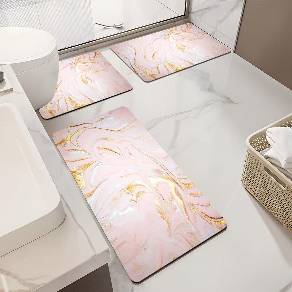 Luxuriöses Marmor-Design Badematten-Set Brehn