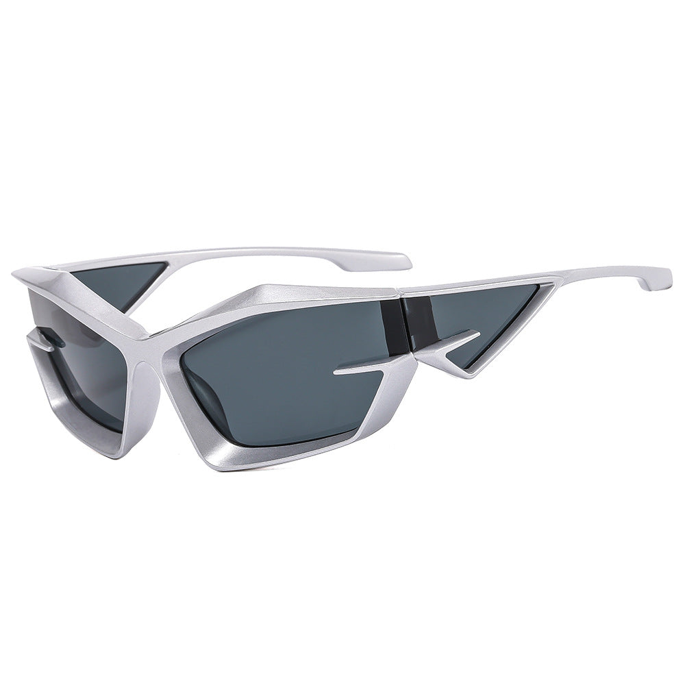 Damen futuristische Sonnenbrille mit einzigartigem Polygon-Design Brehn