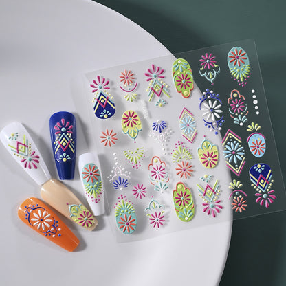 Dekorative Blumen Nagelkunst Aufkleber
