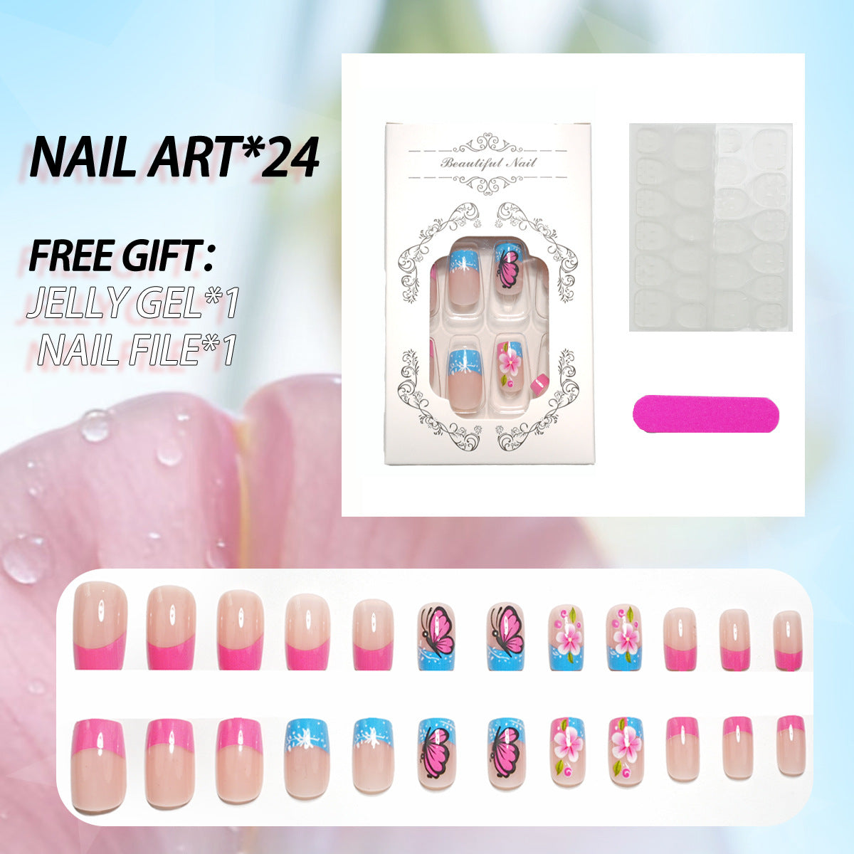 Dekorativer Press-On Nagelset