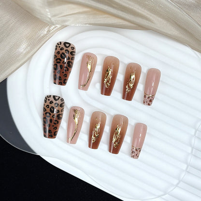 Premium Leopard Design Press-On Nails Brehn