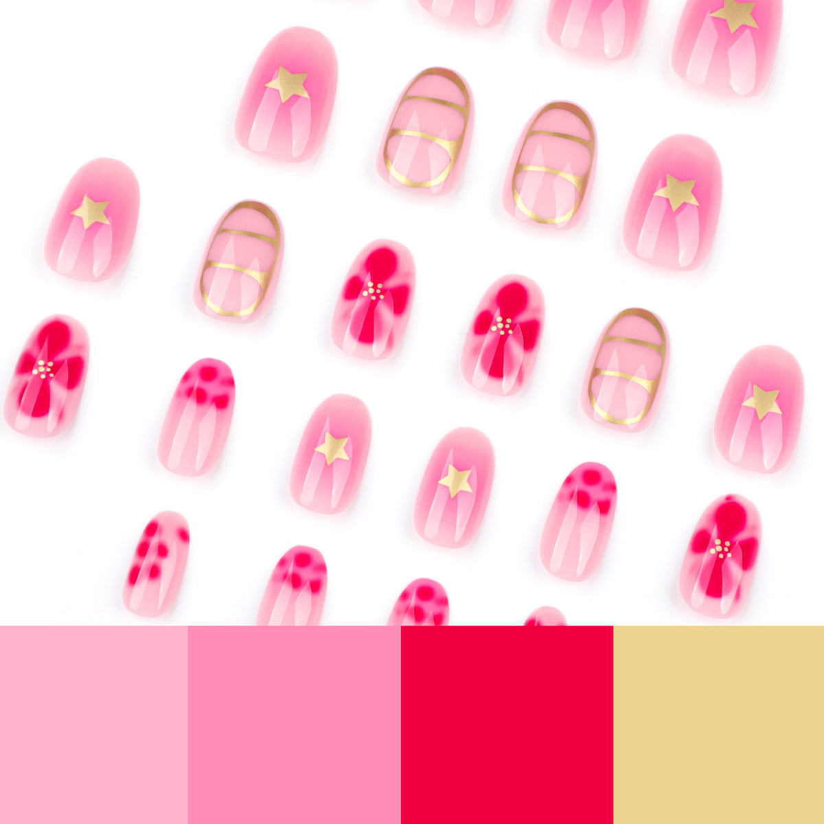 Kunstvolle Nagelkunst mit floralem Design und Glitzerelementen Brehn