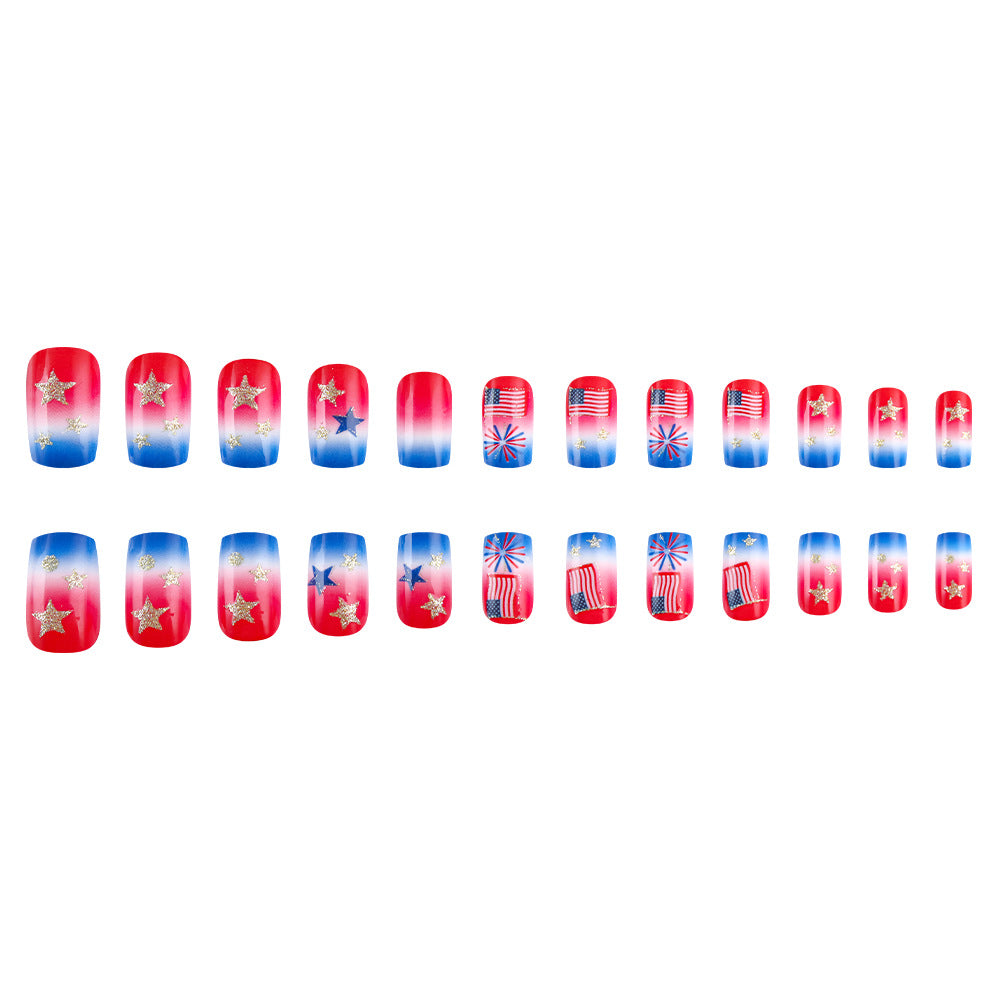 Thematische Nagelkunst mit funkeltenden Sternen und Streifen Brehn