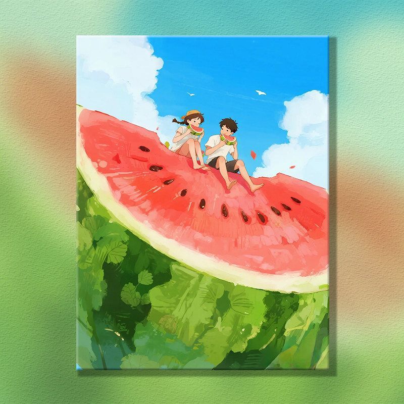 Verspielt Melonen-Themen Leinwand Kunstwerk Brehn