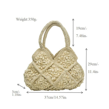 Makramee Handtasche mit Floralen 3D-Applikationen Brehn