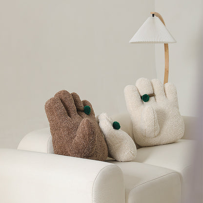 Plüsch-Dekokissen in Handform mit Pompon-Applikation Brehn
