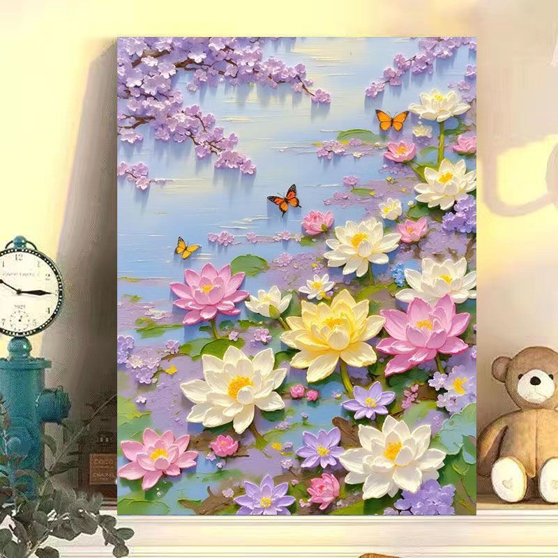 Elegante Floral Lotus Leinwand Kunst Brehn