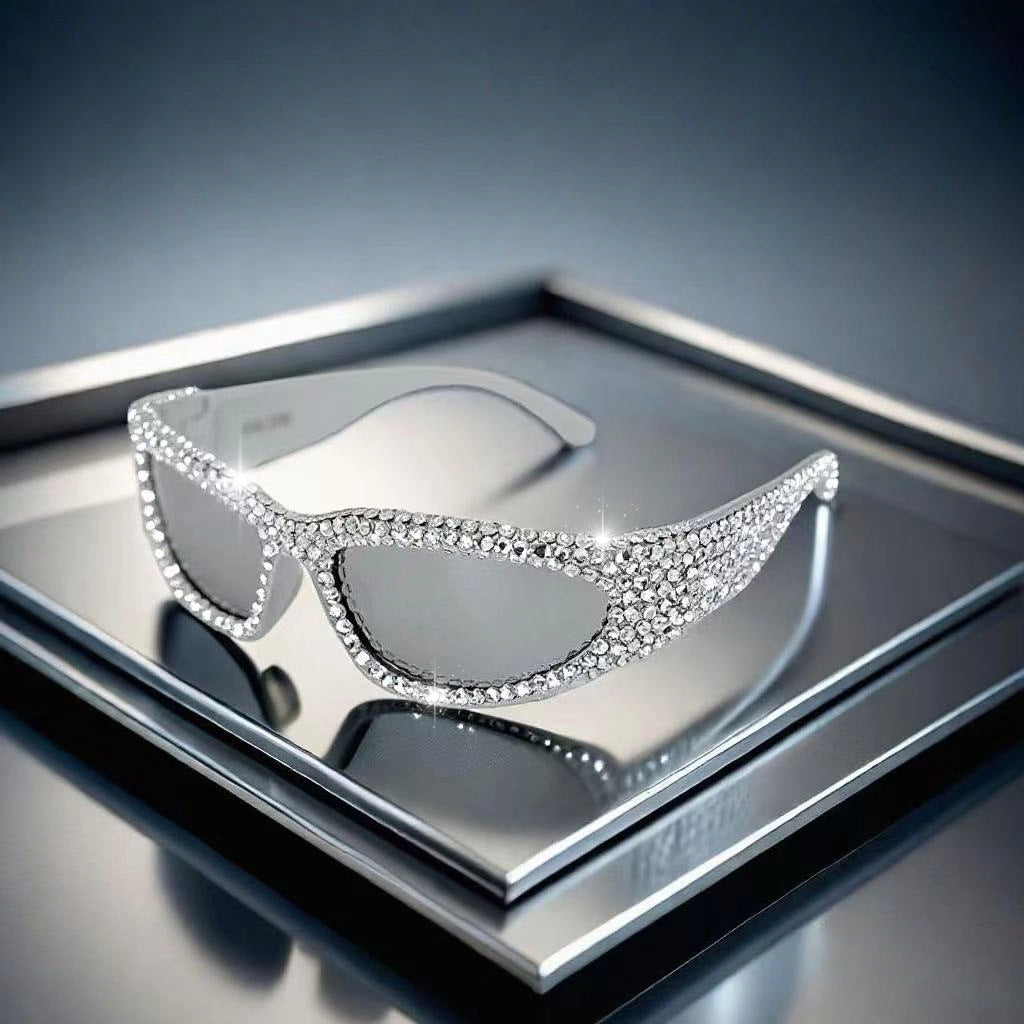 Damen Glitzernde Sonnenbrille mit funkelndem Kristallrahmen Brehn