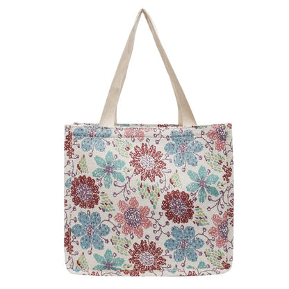 Florale gestickte Wandteppich Tragetasche