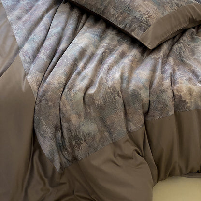 Luxuriöses Bettwäsche-Set aus Satin mit Aquarell-Blütenmuster