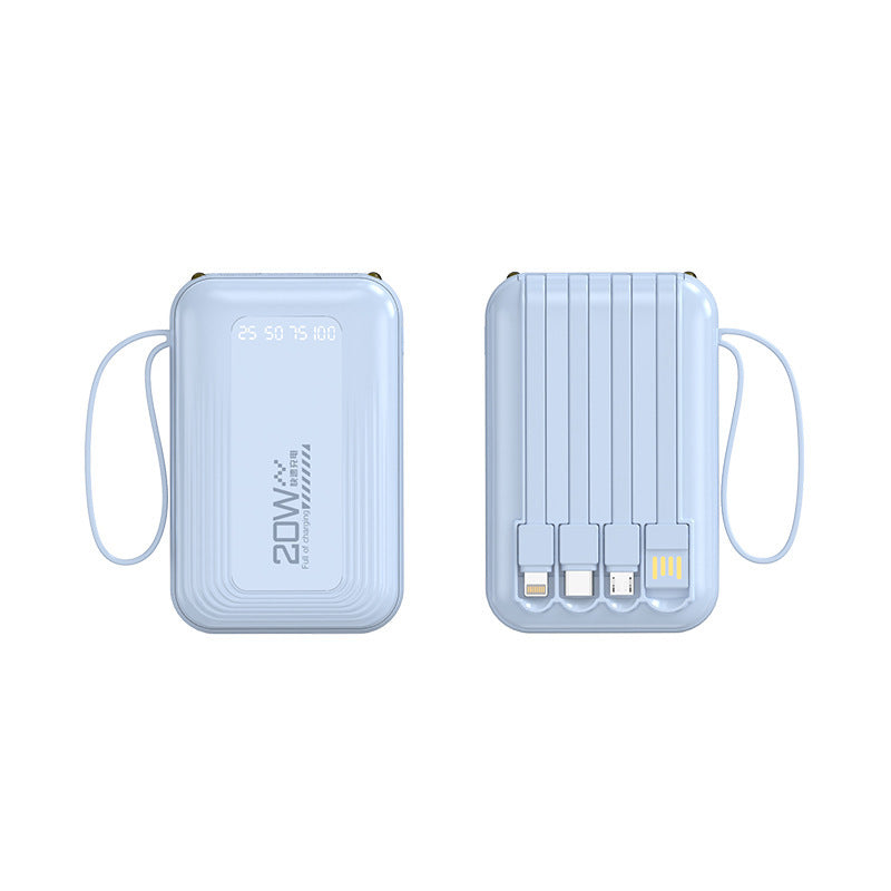 Tragbare Powerbank mit integriertem Kabelsystem und LED-Anzeige Brehn