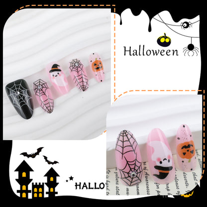 Halloween Kunstnagelset mit kreativen Geister- und Spinnenmotiven Brehn