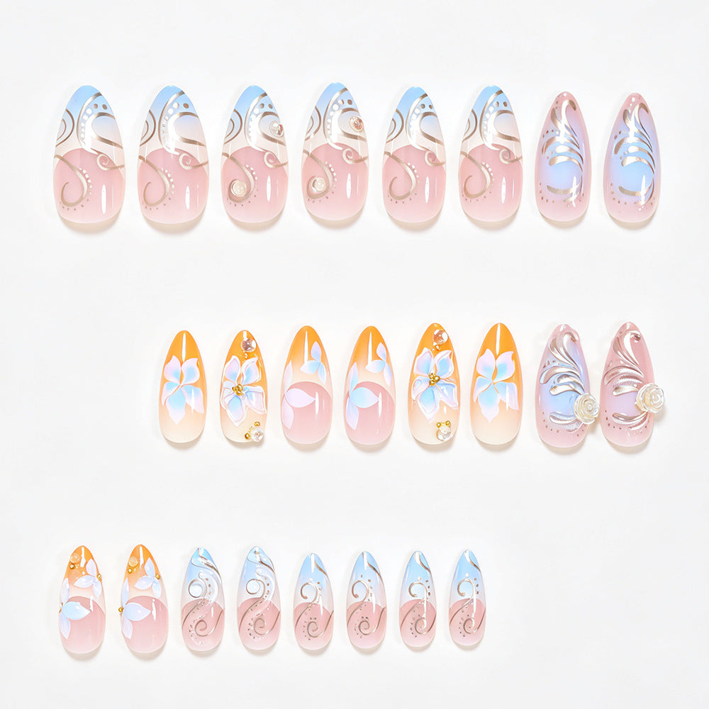 Florale verzierten Stiletto Nagelkunst Brehn
