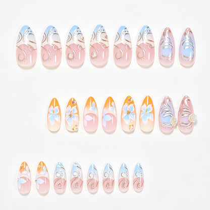 Florale verzierten Stiletto Nagelkunst Brehn
