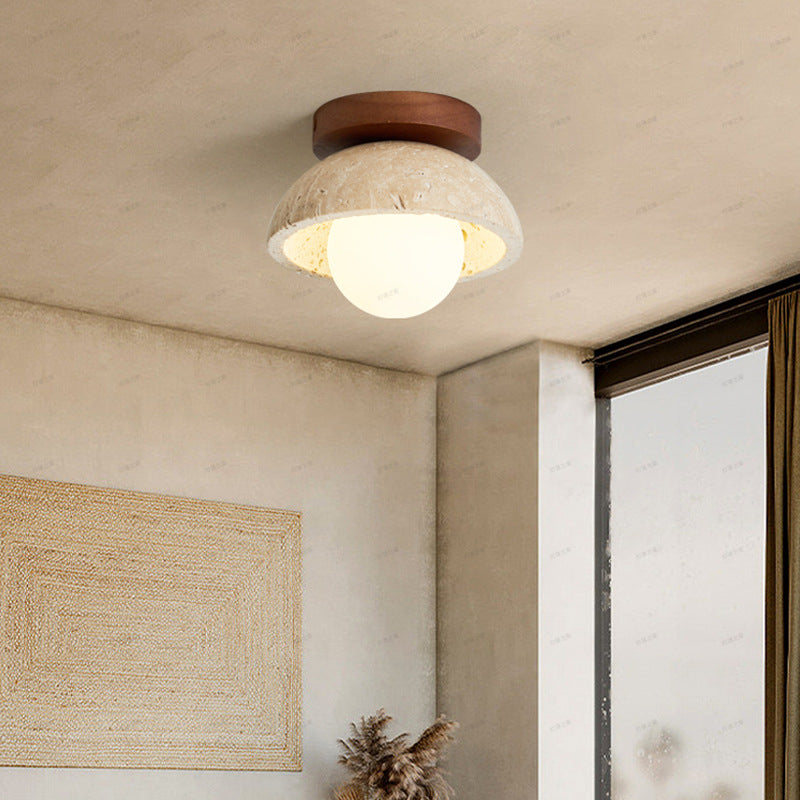 Brehn | Boho Travertin Naturstein LED Wandleuchte