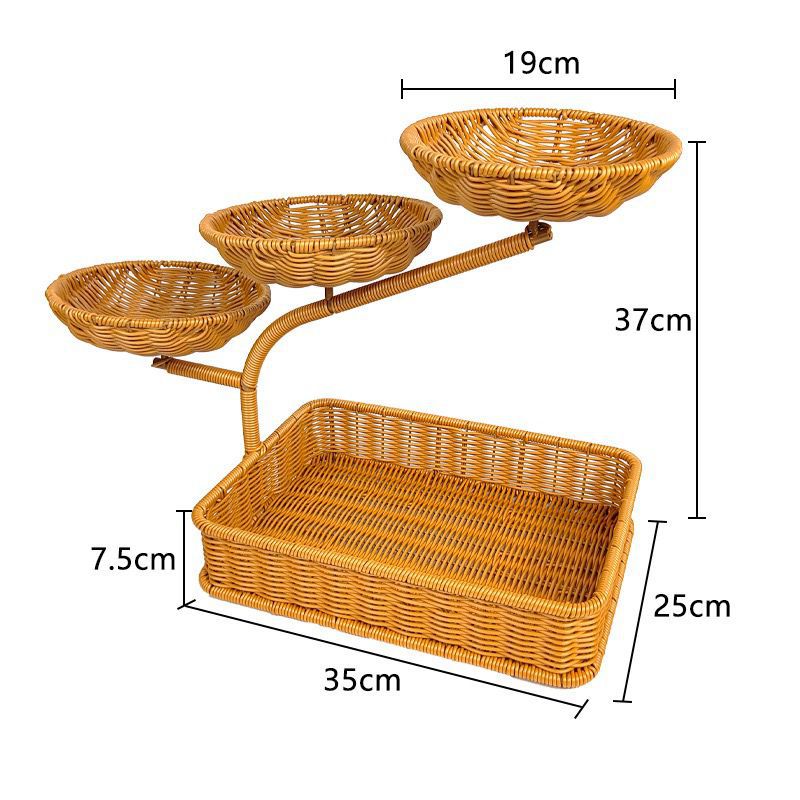 Unisex Obst- und Gemüseablage aus Rattan mit mehreren Etagen Brehn