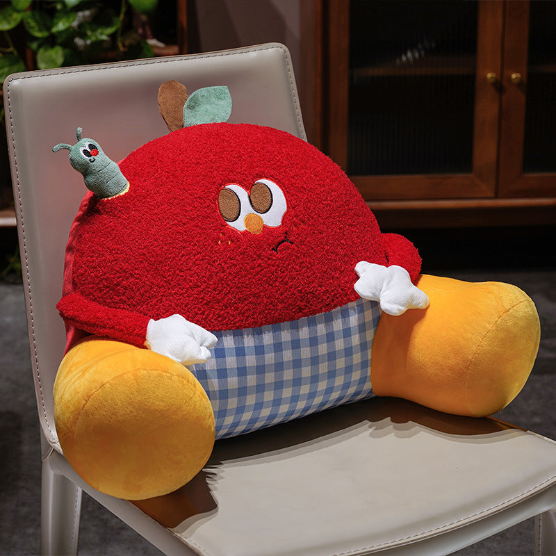 Kuscheliges ergonomisches Sitz- und Rückenstützkissen im Apfel‑Charakter mit seitlichen Armlehnen
