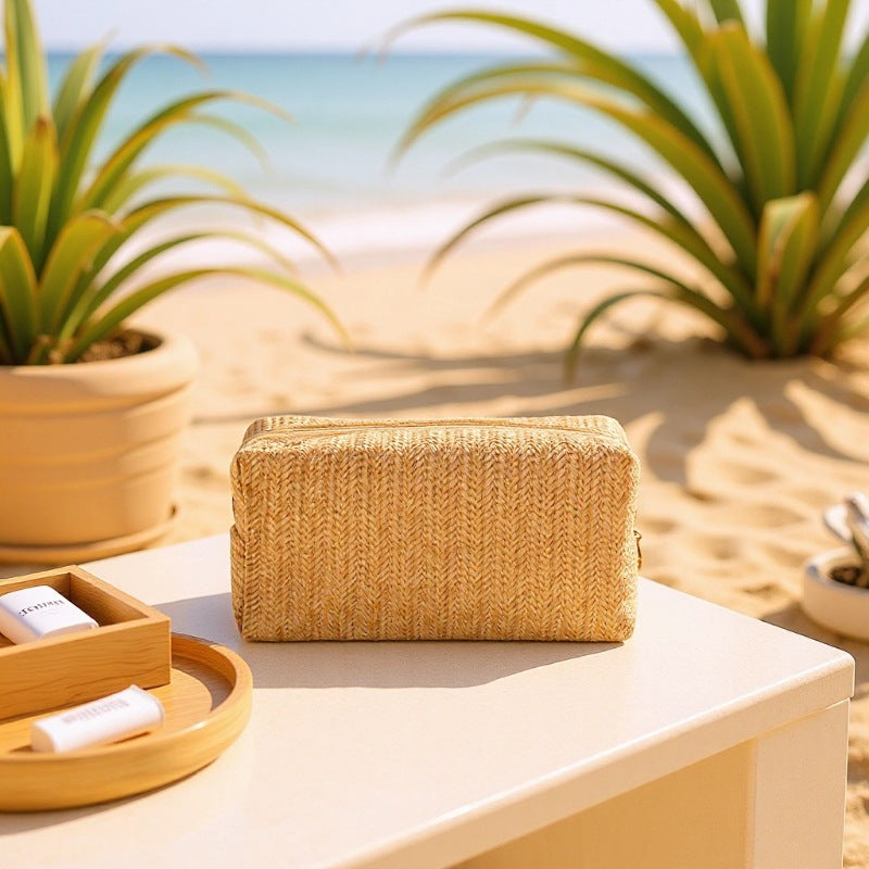 Kosmetiktasche Aus Natürlichem Bastmaterial mit Elegantem Design Brehn