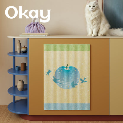 Vertical Ribbed Microfiber Cabinet Front Absorbent Mat with Apple & Swallow Illustration